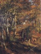 Pierre Renoir The Painter Jules Le Coeur walking his Dogs in the Forest of Fontainebleau oil painting picture wholesale